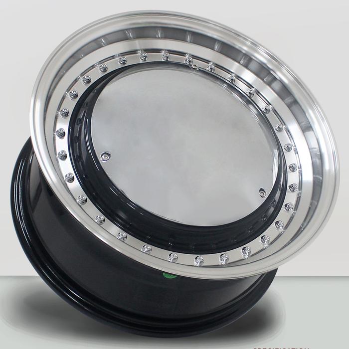 VELG Cermin Mirror  16x7.0 8H 100 / 114.3 Ring 16 R16 Lebar 7 Inci Black Inside Chrome untuk Mobil X