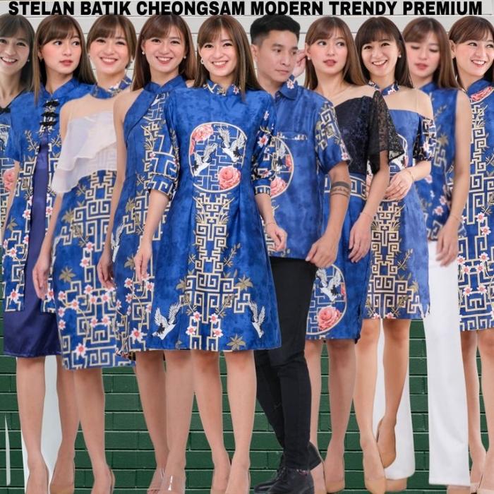 BATIK COUPLE SET IMLEK/BAJU CHEONGSAM QIPAO LAMARAN SANGJIT PREMIUM EFREMI SATIN PRINTING