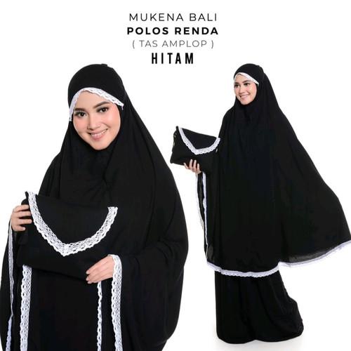 Mukena Dewasa Nabila Renda Rajut Polos - Hitam Black