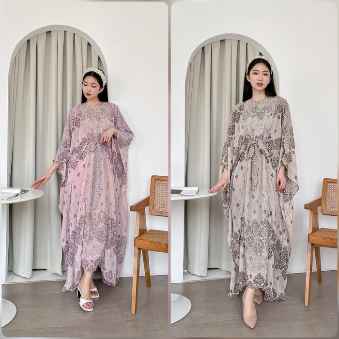 TA yt Cp Couple Maxi Raffi Kaftan Brown Maroon Tosca sutra batik