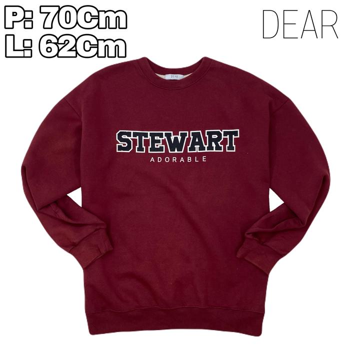 B219 Baju Crewneck DEAR Stewart Adorable Jumbo XXL Sweetshirt Maroon Simple Tebal Sweeter Lengan Pan