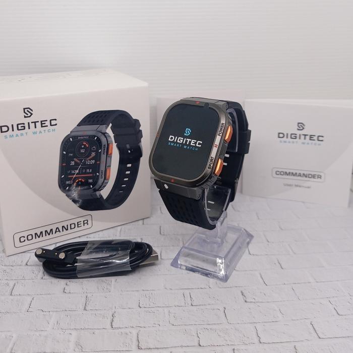 Jam Tangan Smartwatch Digitec COMMANDER Original - AMOLED 2.04 Inci, Baterai 600 mAh, Hitam/Biru/Abu-abu