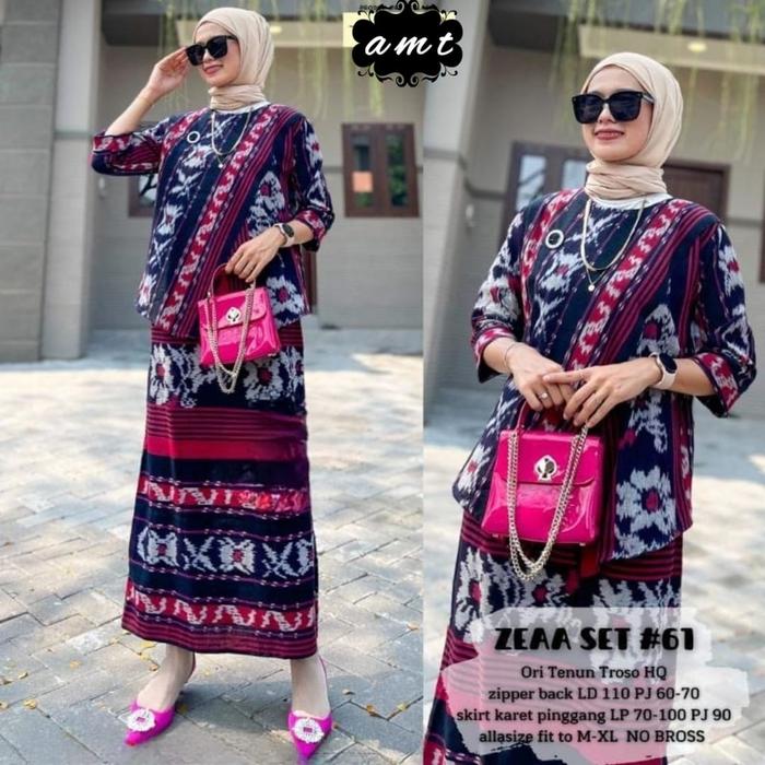 Setelan Rok Tenun Troso Kimono Zeaa Set