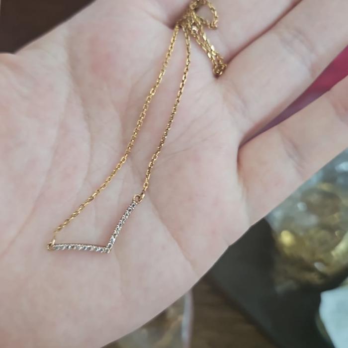 kalung koye listring permata putih balok panjang emas asli 375 mewah elegan ubs