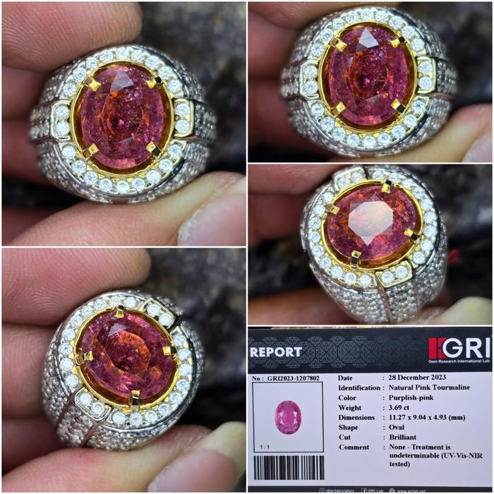 Natural Pink Tourmaline 3.69cts memo GRI