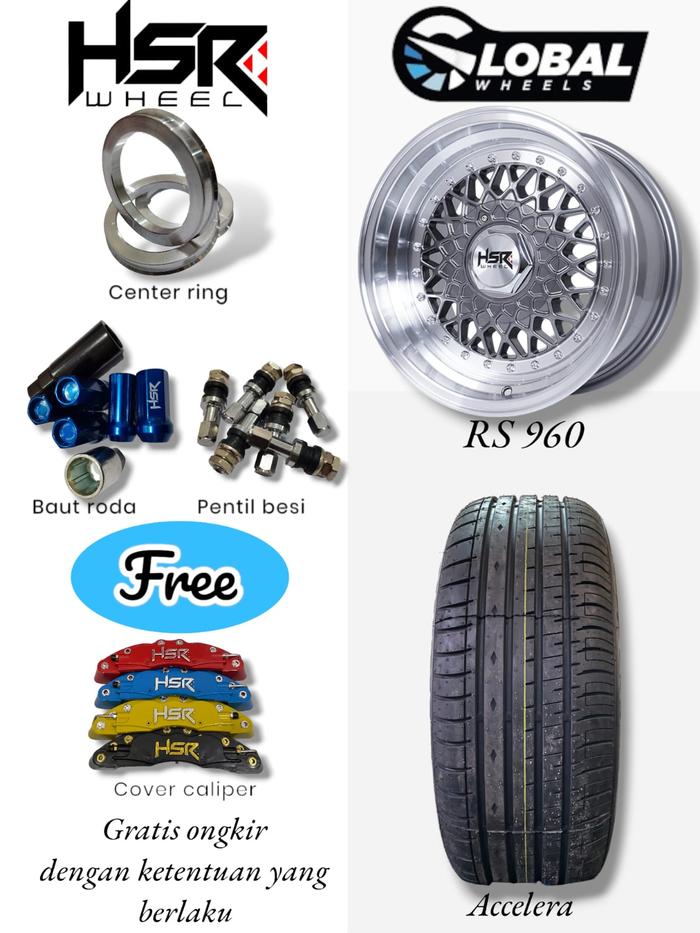 Velg mobil R15 lebar 7/8 celong paket komplit  | velg hsr mobil agya ayla brio wulig ignis