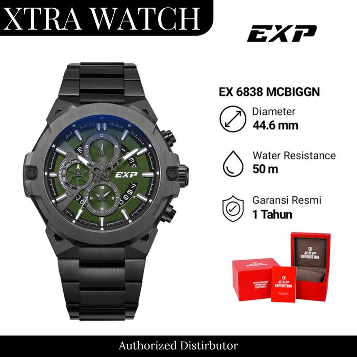 JAM TANGAN PRIA EXPEDITION EXP 6838 / E6838 ORIGINAL CHRONOGRAPH - BLACK GREEN