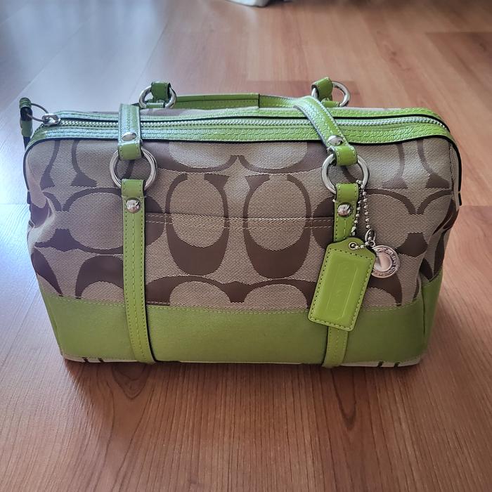 Preloved Original Coach Canvas Bag /tas dokter coach/ coach boston bag/ coach signature stripe satch