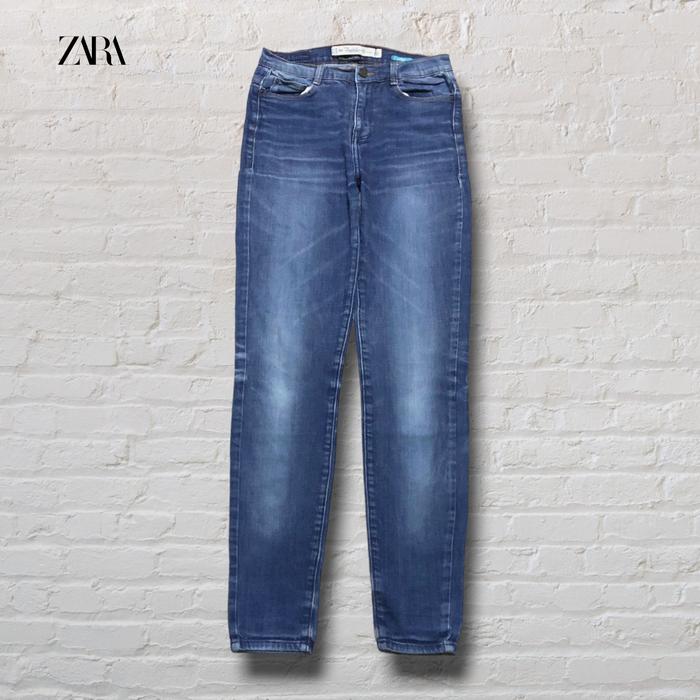 Celana Panjang Longpants Jeans Zara Trafaluc Blue Washed Fading Skinny Original Second Preloved #CJ4