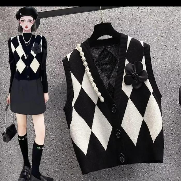 Argyle Pattern Sweater Vest blackpink mir4