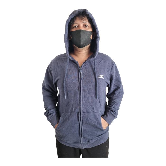 JAKET HOODIE PRIA WANITA SKECHERS SECOND BRANDED IMPORT NAVY