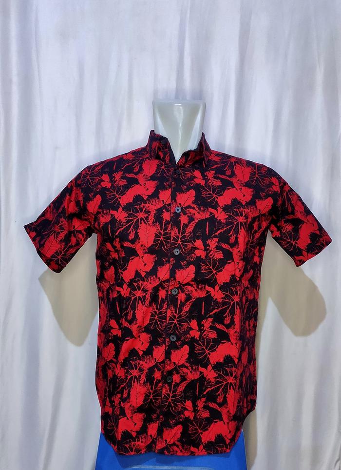 Kemeja Lengan Pendek Merah S135 Pria