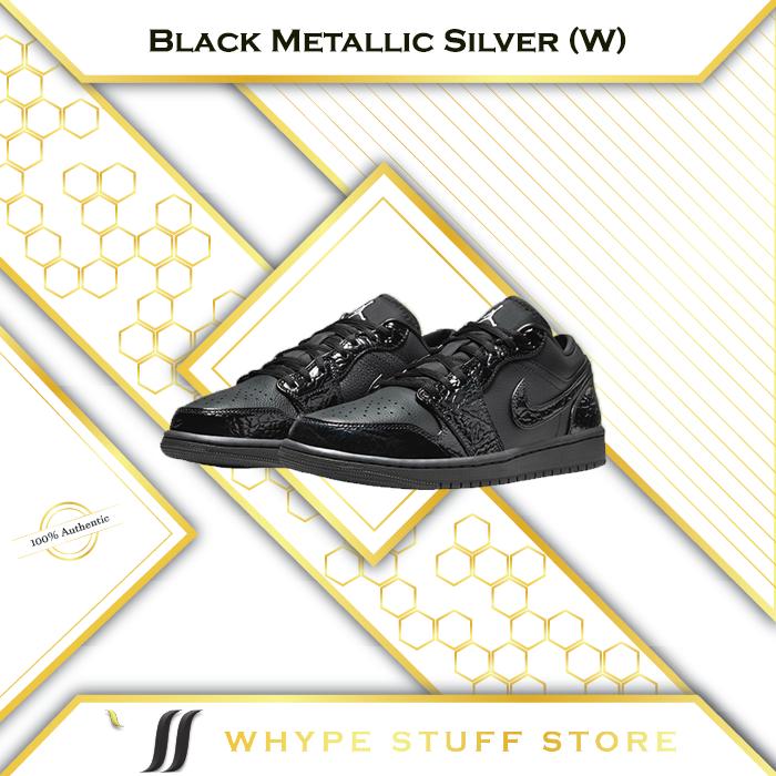 Air Jordan 1 Low SE Black Metallic Silver Black Croc (W) - HJ7743-010 - 100% Original