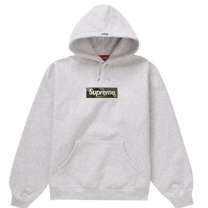 Supreme hoodie hooded sweatshirt nigo camo box logo FW23 ash grey or