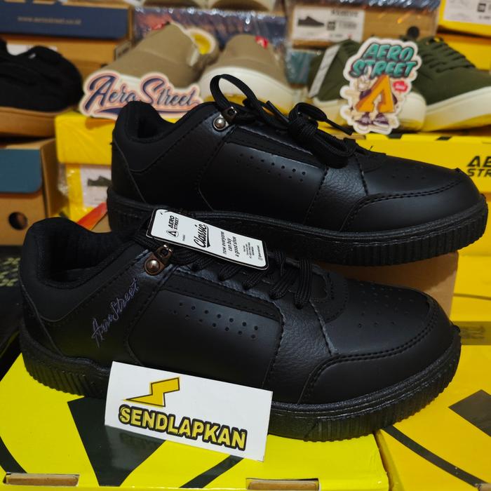 [TERMURAH 100% Original AEROSTREET] Aerostreet 37-44 Classic Hitam Hitam Hitam Sepatu Sneakers Casua