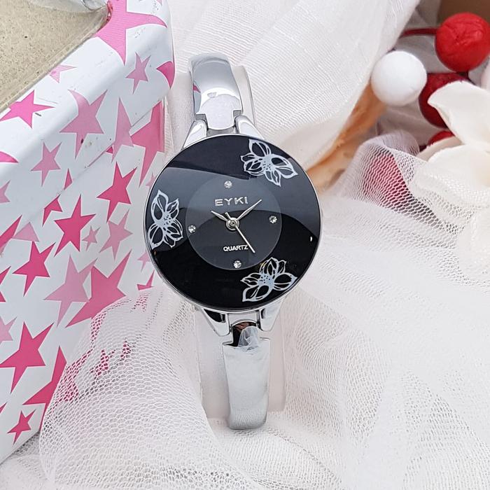 Jam Tangan Wanita Analog Stainless Steel Eyki Rantai Mewah Elegan Original