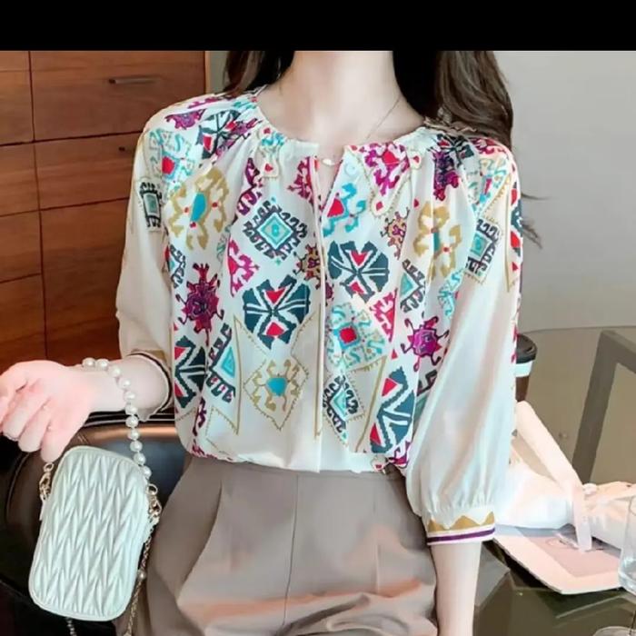 Arnolda hidden button blouse wanita zee6