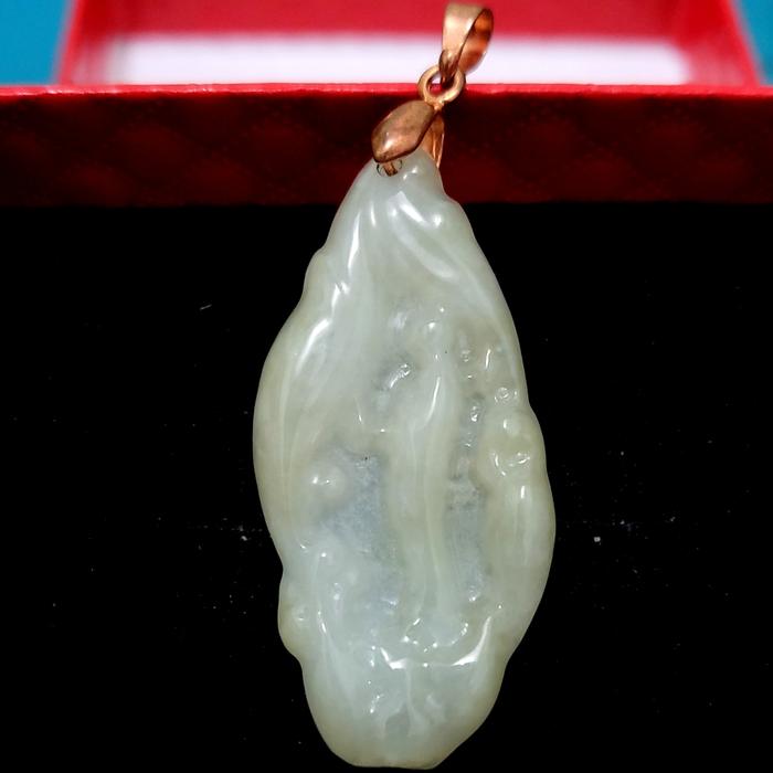 Liontin Natural Giok Biksu Buddha Natural Jade Jadeite Stone Pendant