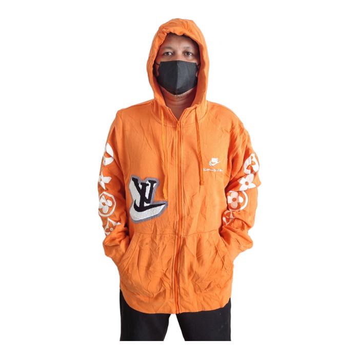 JAKET HOODIE PRIA WANITA CENTANG SECOND BRANDED ORANGE
