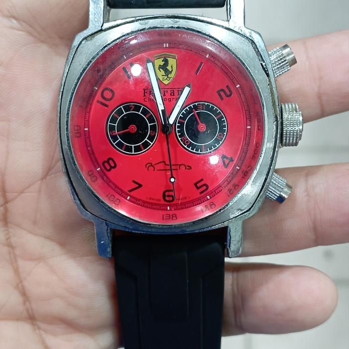 jam tangan Ferrari automatic stainless steel Chronograph dial merah jam sport pria jam elegan pria s