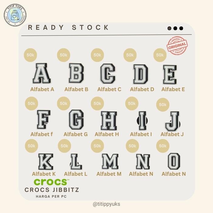 Jibbitz Crocs Satuan Original Huruf Angka