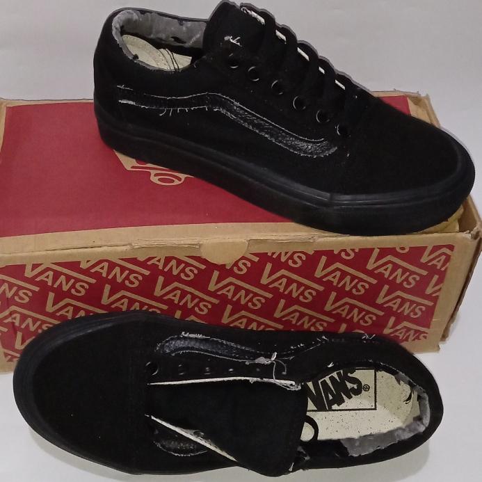 Sepatu Anak Kids Vans Old Skool Full Black Hitam All Skate Board Original OG Low Size 36.5 23 Oldsko