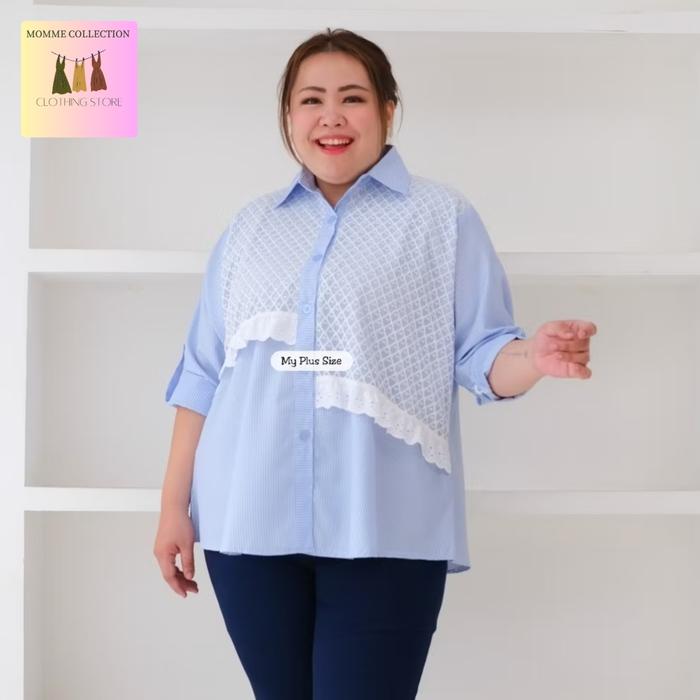 OVERSIZE KEMEJA WANITA KATUN PREMIUM MIX BROKAT BORDIR JARING RENDA LD 125-LD 145
