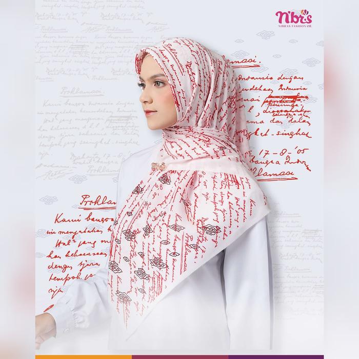 Nibras Hijab Terbaru PROKLAMASI SCARVES Spesial Edisi Merah Putih Kemerdekaan Warna Putih White Jilb