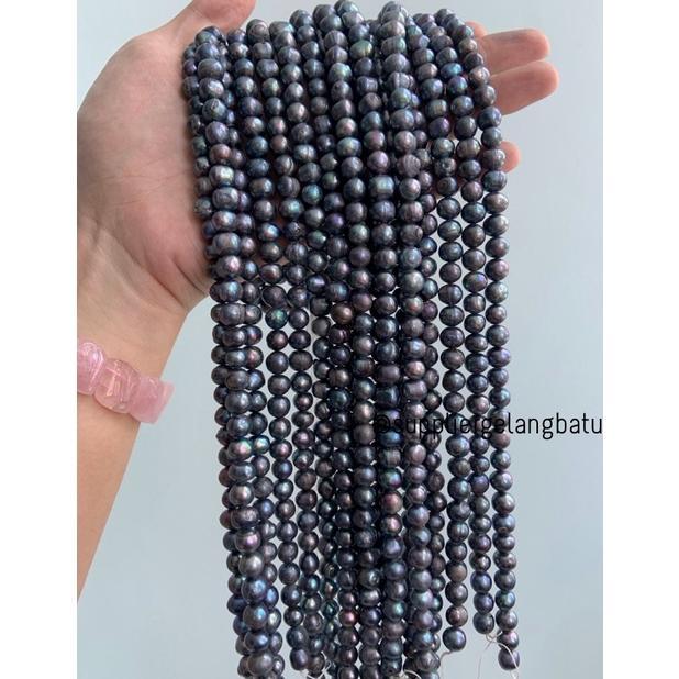 Mutiara Air Tawar Barok BLACK DIAMOND 6 x 10mm Bulat baroq pearl HITAM