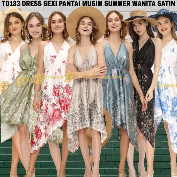 TD183 CBP DRESS SEXY PANTAI/DRESS SATIN PREMIUM/DRESS WANITA BATIK SATIN MODERN/MINI DRESS SEXY