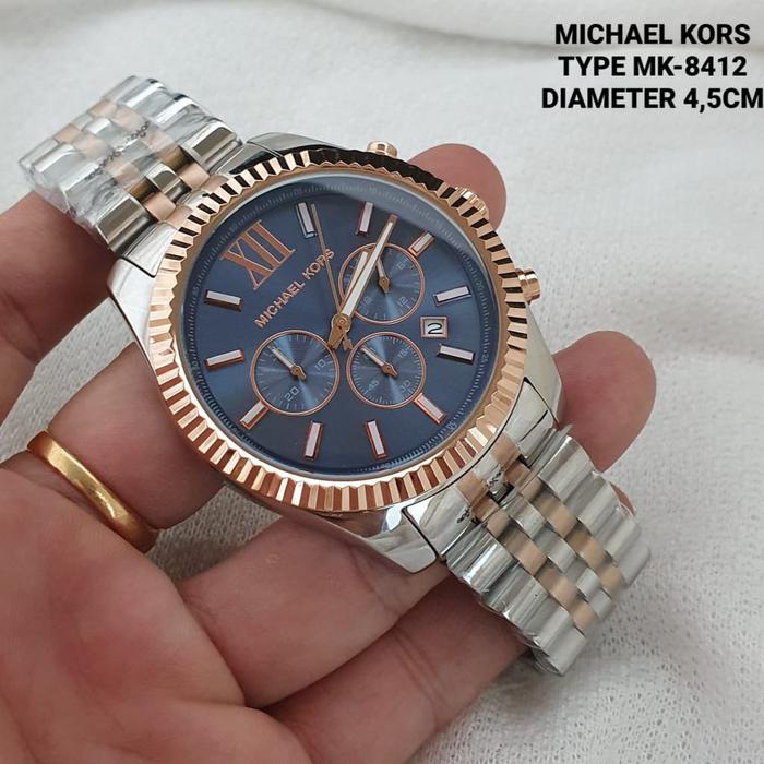 Jam Tangan Pria KORZ Lexington MK8412 Chronograph Navy Dial Silver Combi Rosegold Steel