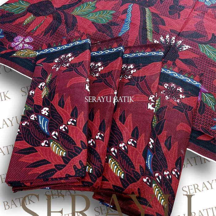 Kain Jarik / Sewek Batik Madura Merah SRY512 - Motif Pagi Sore / Esuk Sore