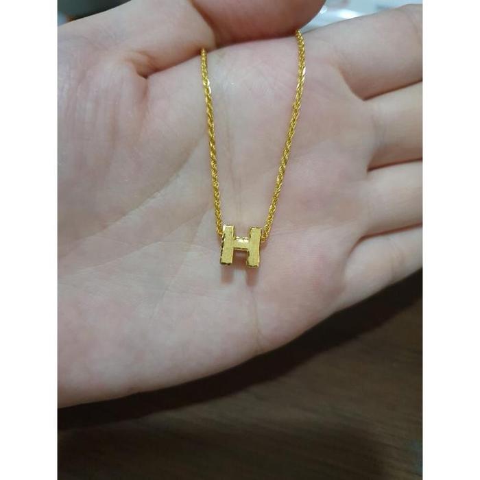 Set kalung inisial huruf H kadar 700 emas asli