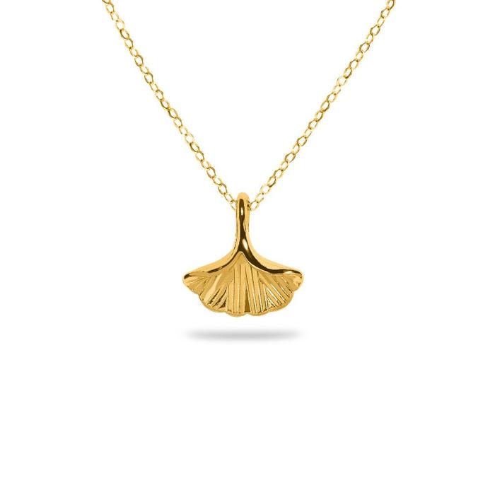 Dear Me - Ginko Leaf Necklace (Titanium with 18K Gold Plating) Kalung Wanita Lapis Emas Asli Aksesor