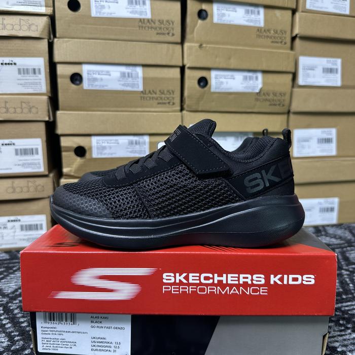 SKECHERS Go Run Fast Denzo Hitam 97877L/BBK Original Sepatu Anak Sekolah