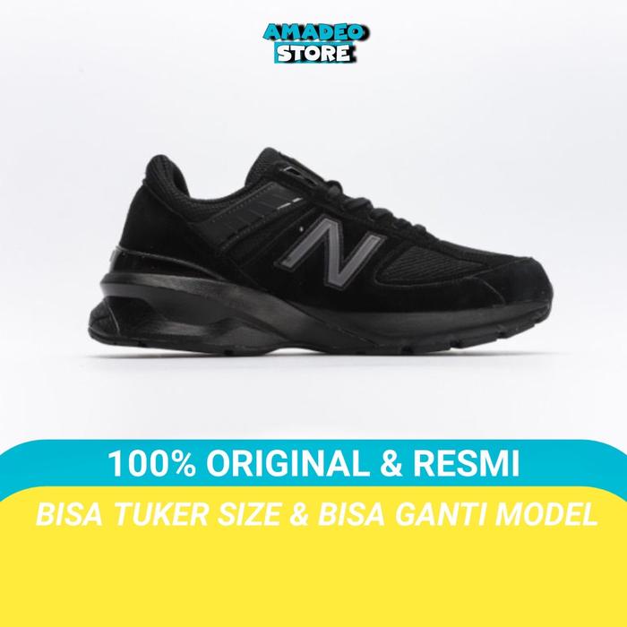 Sepatu Nb 990 V5 Black/ sneakers Pria