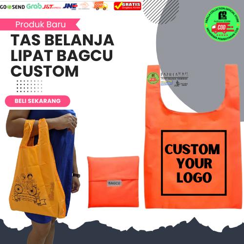 Tas Belanja Bagcu lipat / bag shopping bagcu Lipat Custom Design Logo kamu