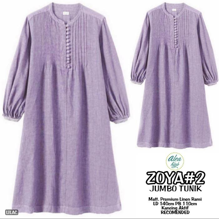 Zoya2 super jumbo Tunik bhn premium linen rami ld 140 pj 110 cantik