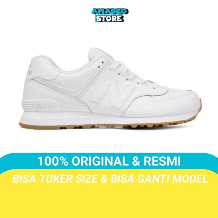 Sepatu NB 574 Leather White Gum Original Bnib Sneakers Unisex