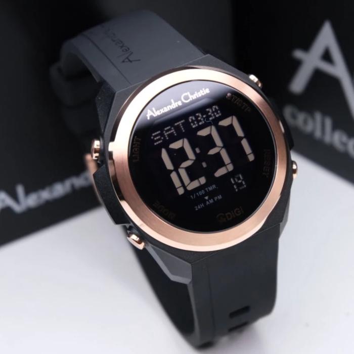 ALEXANDRE CHRISTIE AC 9342 ROSEGOLD BLACK DIGITAL AC9342 UNISEX ORI