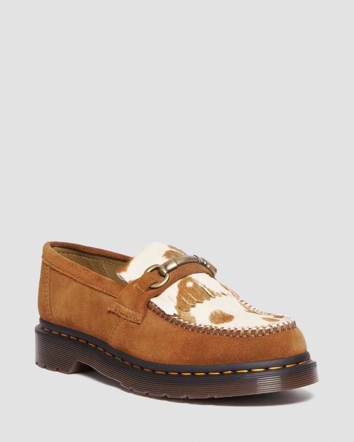 Dr. Martens Adrian Snaffle Hair-On Cow Print Suede Loafers Original