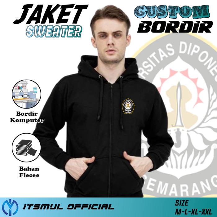 Jaket Hoodie Zipper Undip Universitas Diponegoro Bordir
