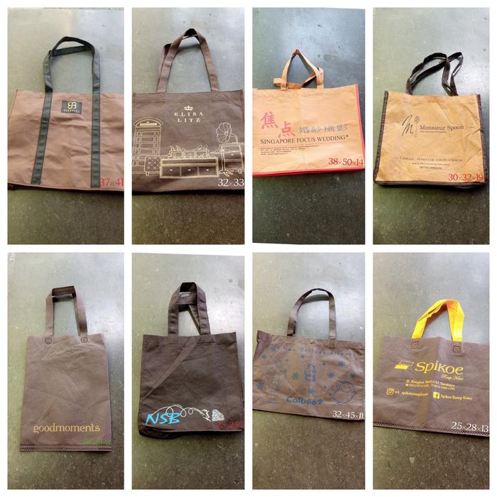 TAS BELANJA SPUNBOND SHOPPING BAG Coklat Brown Marun Maroon EVERBEST ELISA LITZ SINGAPORE SINGAPORE 