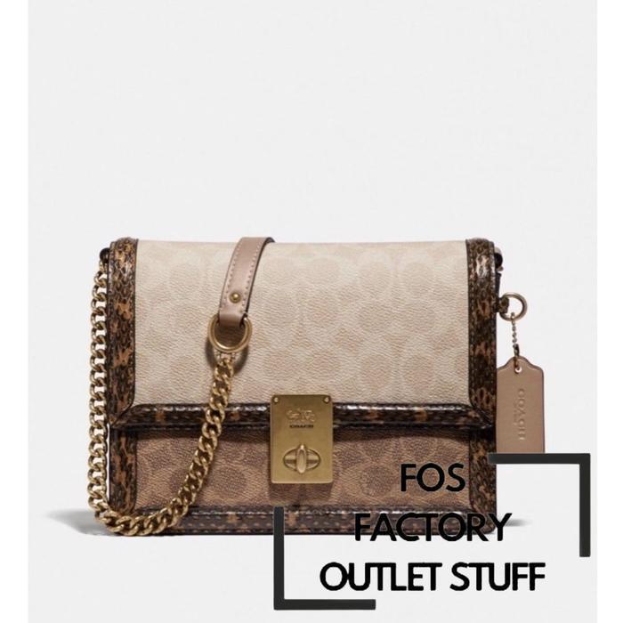 tas wanita women selempang Hutton Shoulder Bag in Blocked Signature Canvas Snakeskin 89068