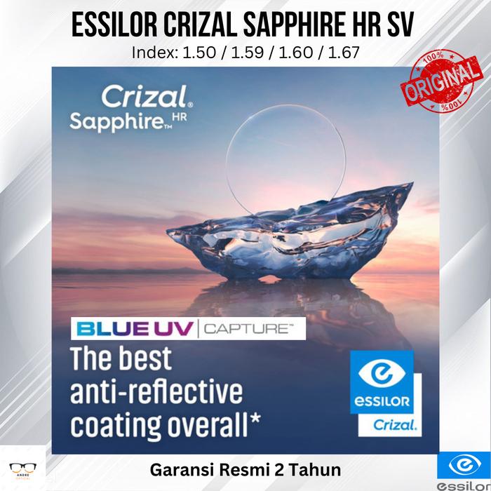 Lensa Essilor Crizal Sapphire HR Blue UV Capture - SV Ormix 1.6 Spheris