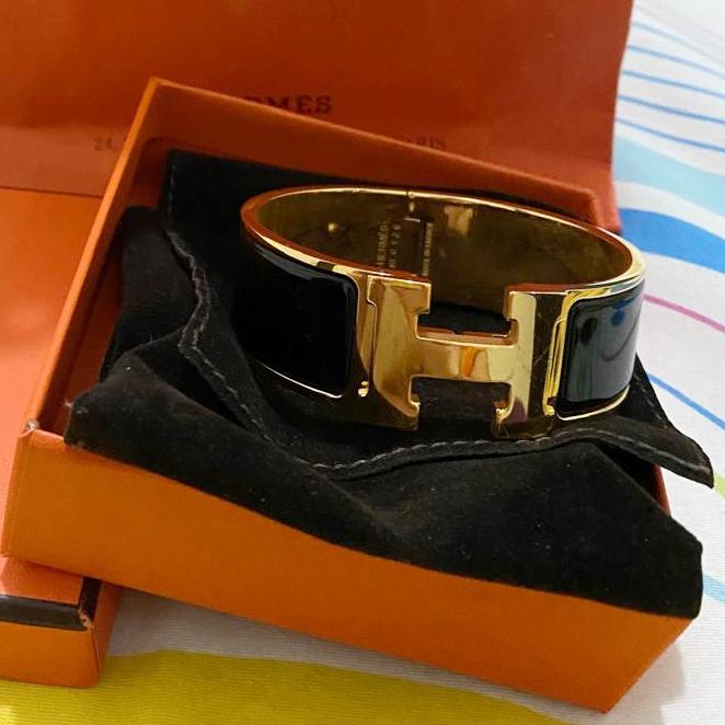 Hermes bracelet clic clac GHW plaque noir (preloved/ second)