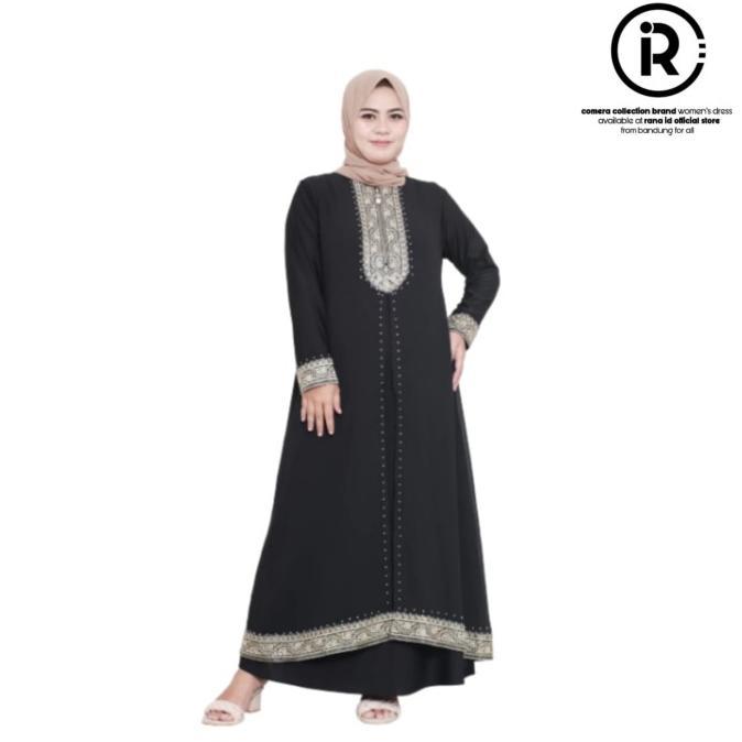 Best Seller Gamis Abaya Turkey Hitam Bordir Outer Inner Set