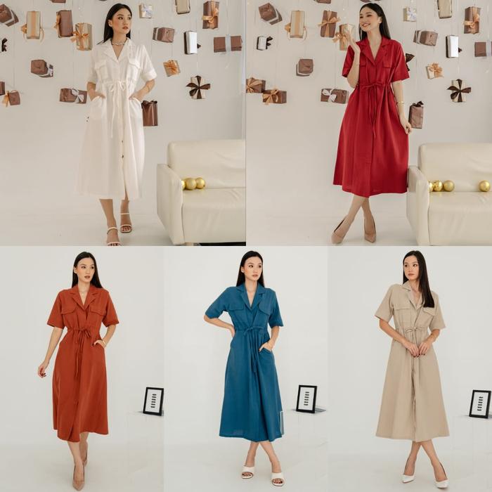 June Maxi Dress Linen Wanita Casual Busui Friendly