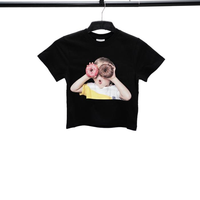 ADLV Black Boy With Two Donuts Kids Tshirt Authentic / Kaos Anak Acme De La Vie hitam Original