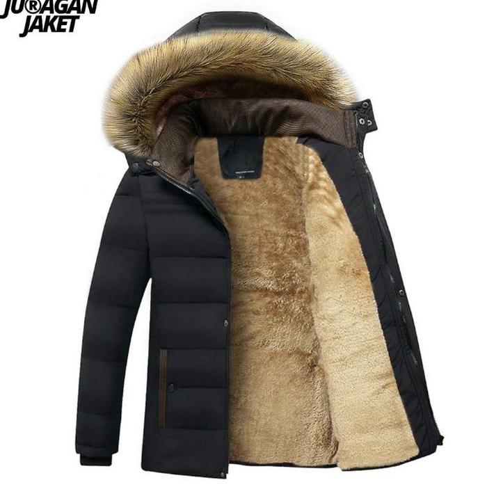 Diskon Jaket Mantel Pria Musim Gugur Model Kasual Parka Bulu Tebal Pria